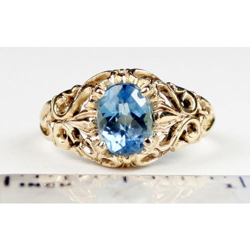 Swiss Blue Topaz, 10KY Gold Ring, R113