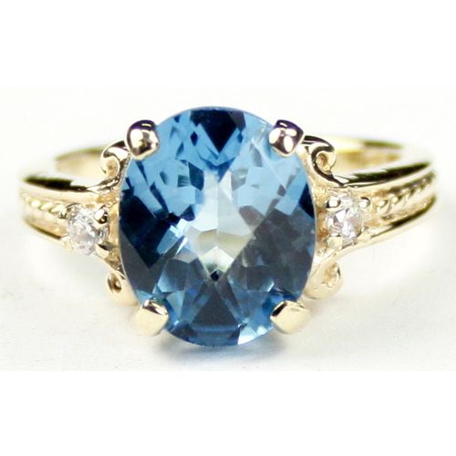 Swiss Blue Topaz, 10KY Gold Ring, R136