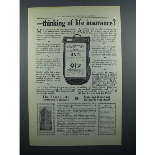 1914 Postal Life Insurance Ad - Thinking?