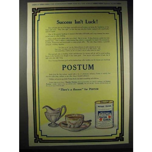 1914 Postum Cereal Ad - Success Isn't Luck