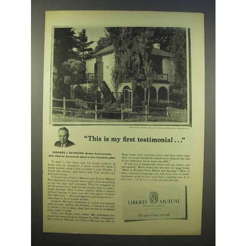 1946 Liberty Mutual Ad - This is my First Testimonial