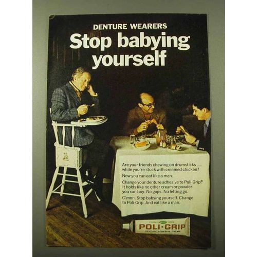 1971 Poli-Grip Denture Cream Ad - Stop Babying