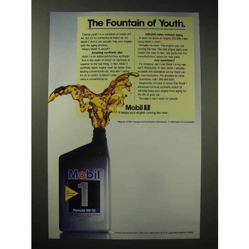 1993 Mobil 1 Oil Ad - The Fountain of Youth