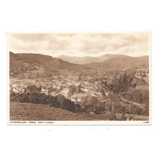 NICE PRINTED POSTCARD OF LLANGOLLEN DENBIGHSHIRE FROM PEN-Y-COED (1737)
