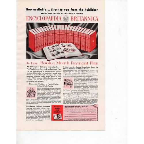 Encyclopedia Brittanica vintage Full Page Print Ad January 1957