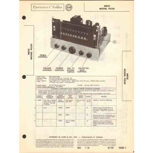 MECK model 9030 7 tube AM radio receiver Sams Photofact manual