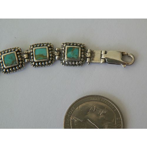 8 1/4" SOUTHWESTERN STERLING SILVER TURQUOISE BRACELET