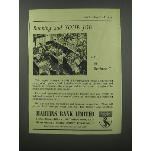 1954 Martins Bank Ad - Banking and your job.. I'm in Business