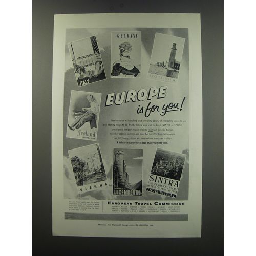 1957 European Travel Commission Ad - Europe is for you