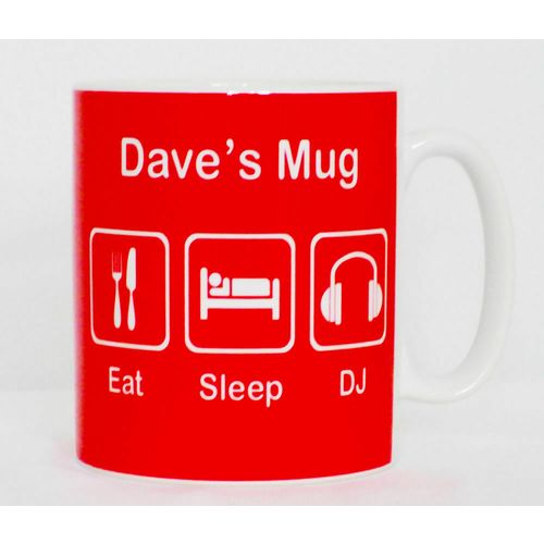 Eat Sleep DJ Mug Can Personalise Great Disc Jockey Vinyl Disk Player D.J. Gift