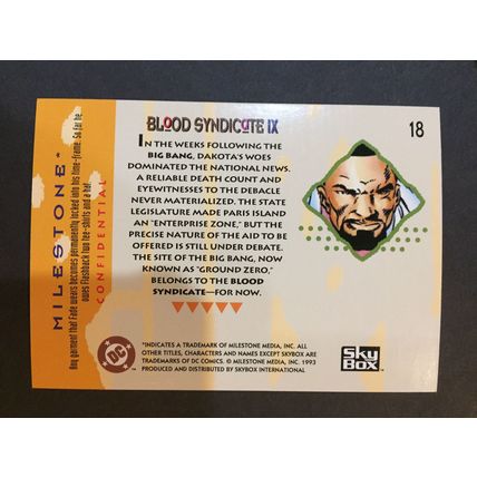 Milestone: The Dakota Universe trading card #18 (Blood Syndicate IX)