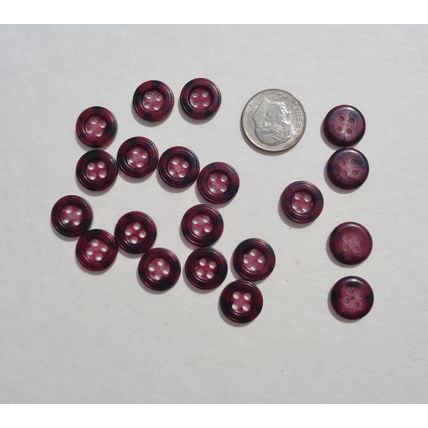D20 Burgundy Shirt Buttons 12mm 7/16 4 Hole Round Sewing Crafting