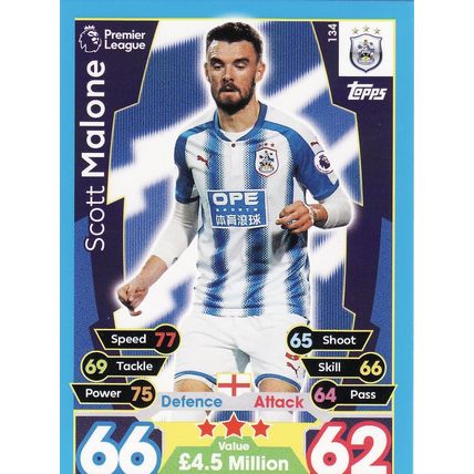 Match Attax 2017/2018 134 Scott Malone Huddersfield Town