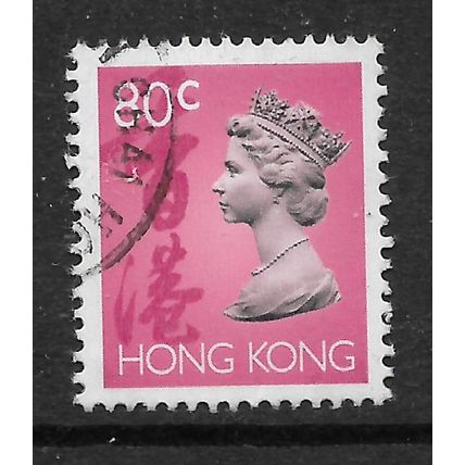 HONG KONG 1992 QEII 80c CERISE BLACK ROSE SG706 FINE USED