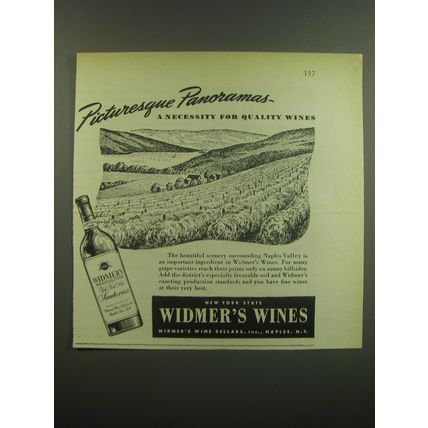 1948 Widmer's Wines Ad - Picturesque Panoramas - a necessity for quality wines