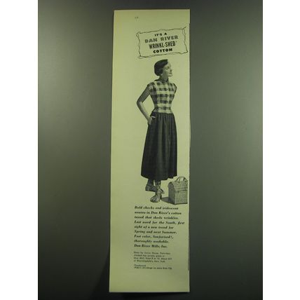 1949 Dan River Junior House Dress Ad - It's a Dan River Wrinkl-shed Cotton