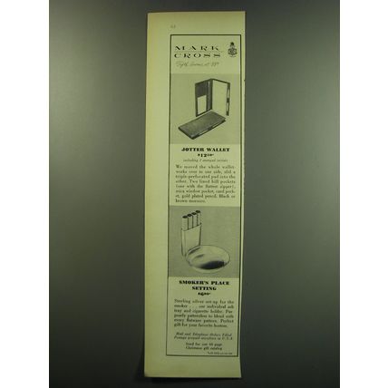 1949 Mark Cross Jotter Wallet and Smoker's Place setting Advertisement