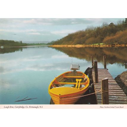 Lough Erne Irish Yellow Sailing Boat Moored Postcard