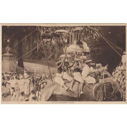 Religious Procession Ceylon India Old Tucks Postcard