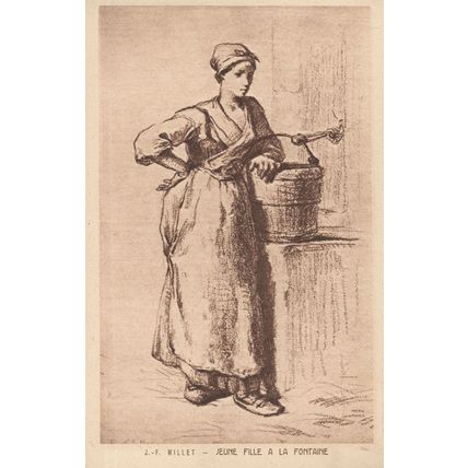 JF Millet Jeune Fille A La Fontaine Water Carrier French Painting Postcard