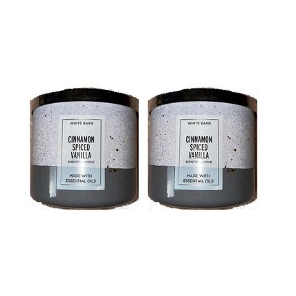 Bath & Body Works Cinnamon Spiced Vanilla 3 Wick Scented Candle - Lot of 2