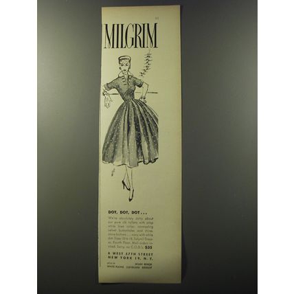 1953 Milgrim Salymil Dress Ad - Dot, Dot, Dot