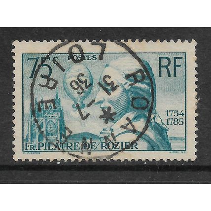 FRANCE 1936 75c BLUE PILATRE DE ROZIER SG 546 FINE USED #3