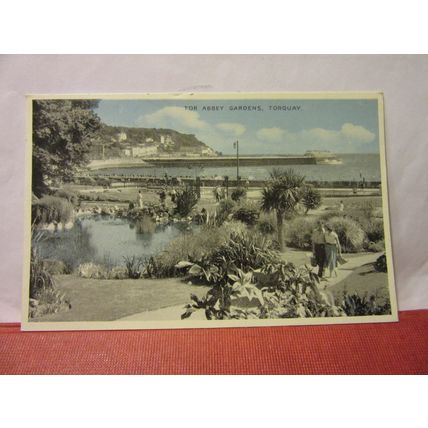 TOR ABBEY GARDENS, TORQUAY, DEVON used vintage postcard 1961 pm /