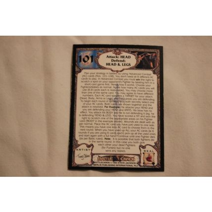 Advance Combat-Attack:Head Defends Head & Legs 1993 Merlin Battle Cards NO. 101