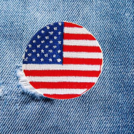 USA Flag Iron On Patch Round Embroidered Sew Patches Badge America States P261