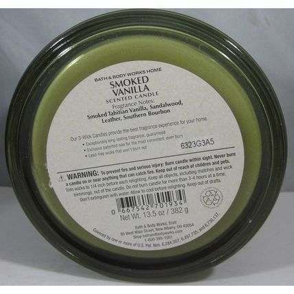 Bath & Body Works 3wick 14.5 oz Candle sandalwood leather bourbon Smoked Vanilla