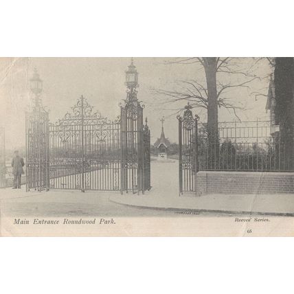 Uniform Attendant at London Roundwood Park Entrance Antique Postcard