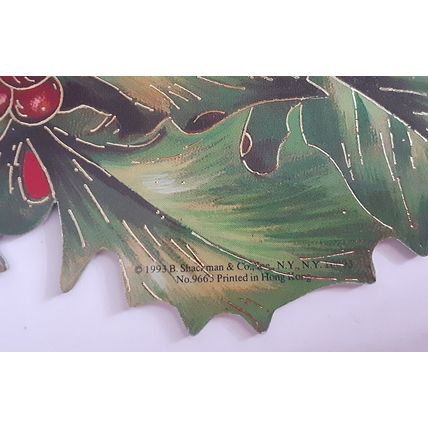 1993 Shackman Large Christmas Tree Ornament Diecut Santa & Girl Vintage Holiday