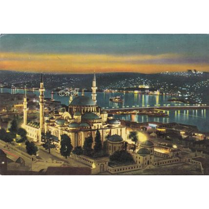 Istanbul Blue Mosque Turkey Postcard posted 1974 Creased