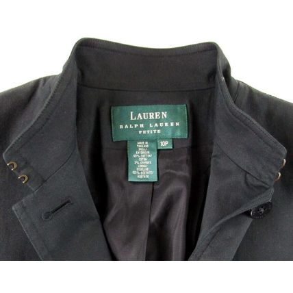 NWT Lauren Ralph Lauren Petite Black Lined Blazer with Mandarin Collar, 10P