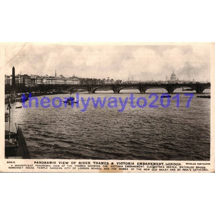 Panoramic View of Thames, London, England, c1930s, Postcard