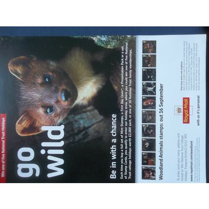 ROYAL MAIL A4 POST OFFICE POSTER 2004 WOODLAND ANIMALS POLECAT