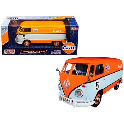 Volkswagen Type 2 (T1) Delivery Van #5 "Gulf" Orange and Light Blue 1/24 Diec...