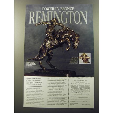 1992 The Franklin Mint Advertisement - Broncho Buster by Remington