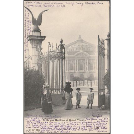 Grille des Bastions et Grand Théâtre, Genève, 1904 - Comptoir de Phototypie CPA