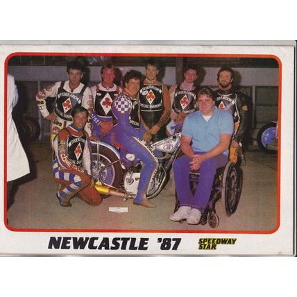 Speedway Star magazine : October 10, 1987. Newcastle team photo. Aces demolition