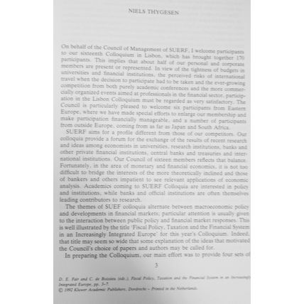 Fiscal policy, taxation, & financial system in an increasingly integrated Europe