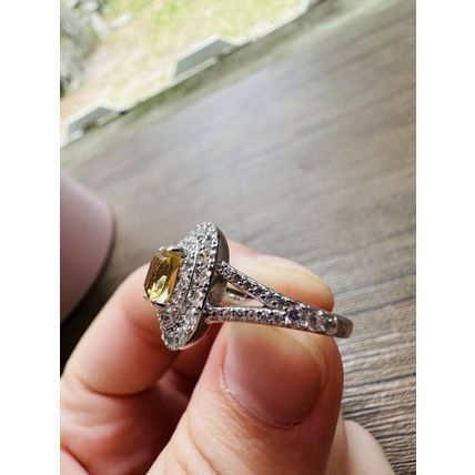 Ring Bomb Party Jewelry Brilliant Yellow & Clear Gems W/ .925 St Silver Band Sz6