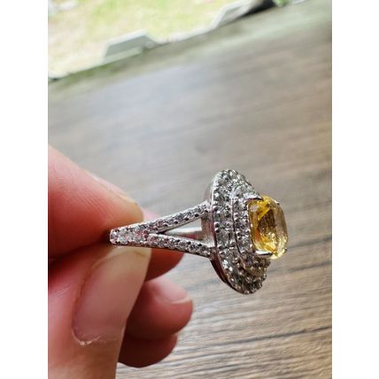 Ring Bomb Party Jewelry Brilliant Yellow & Clear Gems W/ .925 St Silver Band Sz6