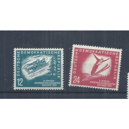 East Germany stamps. 1951 Winter Sports MNH SG E37 & E38 CV £27+ (AP641)