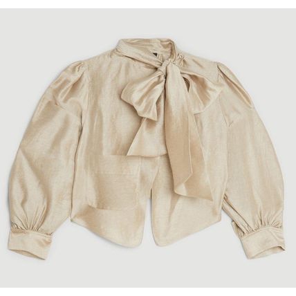 KAREN MILLEN The Founder Champagne Organdie Bow Detail Woven Jacket NEW (RARE)
