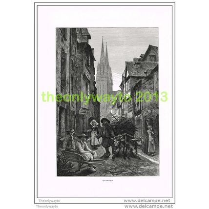 QUIMPER, NORMANDY, FRANCE, Book Illustration (Print) c1875
