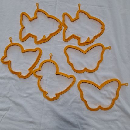 Lot 6 Silicone PANCAKE/EGG MOLDS Butterfly Fish Duck Shaper maker
