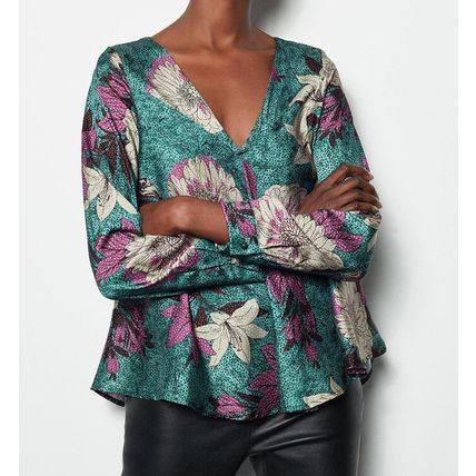 KAREN MILLEN Floral Satin Swing Top NEW