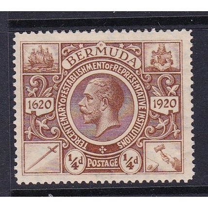 BERMUDA 1921 GV 1/4d MULTI-SCRIPT CA SIDEWAY MINT SG74